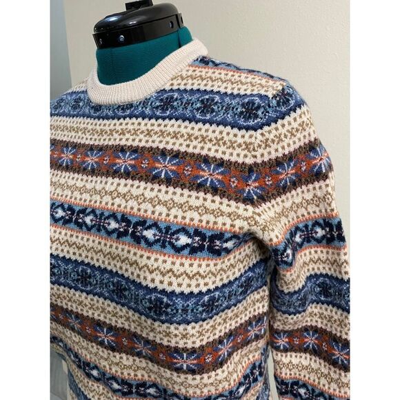 UNTUCKit 100% Extra Fine Merino Wool Dorian Sweater Fair Isle Cream Knit Size XL - Picture 2 of 8